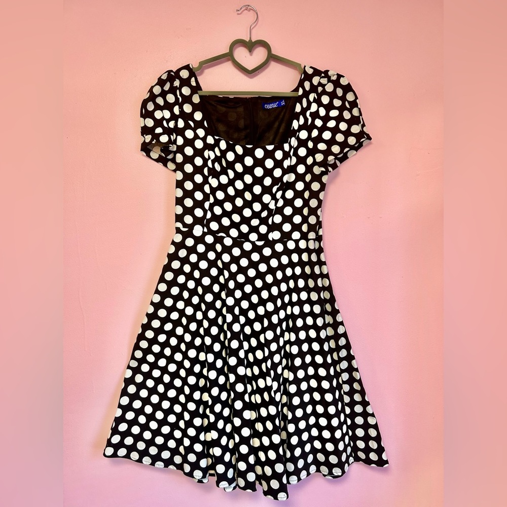 Polka dot swing dress